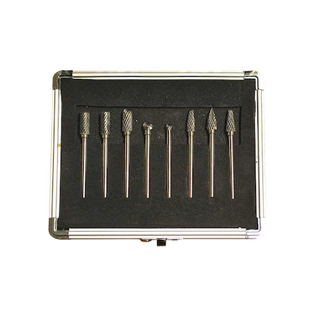 Stm 8pc 18 Shank Double Cut Solid Carbide Burr Set 172984